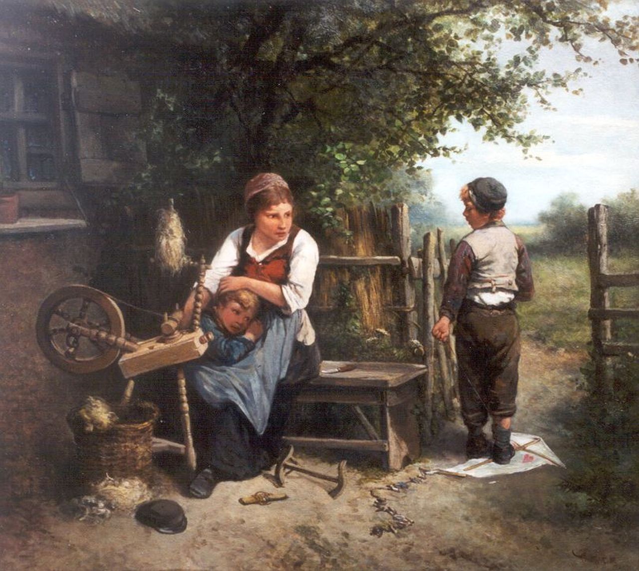 Kate J.M.H. ten | Johan 'Mari' Henri ten Kate, De stoute jongen, olieverf op doek 62,5 x 70,5 cm, gesigneerd rechtsonder