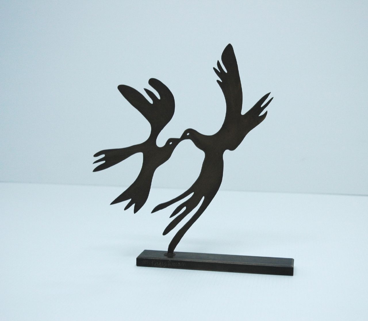 Menashe Kadishman | Lovebirds, koper, 22,6 x 20,3 cm, gesigneerd op basis