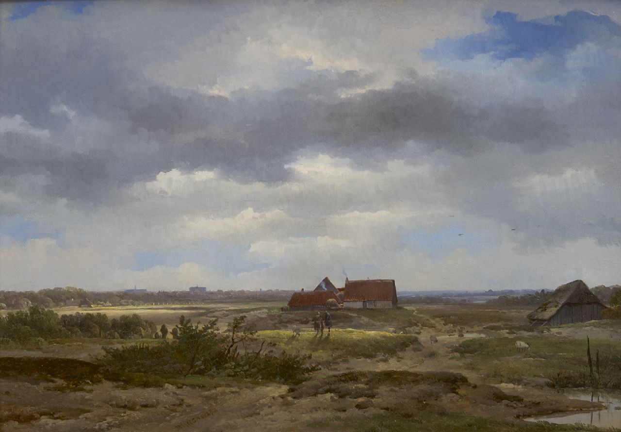 Wijngaerdt A.J. van | Anthonie Jacobus van Wijngaerdt, Zomers landschap, olieverf op paneel 24,7 x 35,2 cm, gesigneerd links van het midden. en gedateerd 1850