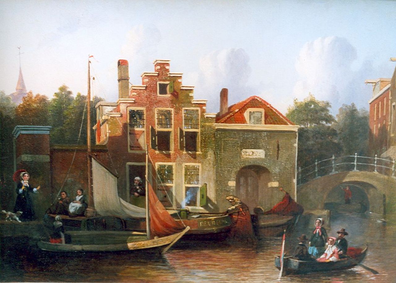 Bles J.  | Joseph Bles, Rondvaart in de gracht, olieverf op paneel 27,0 x 38,5 cm, gesigneerd linksonder