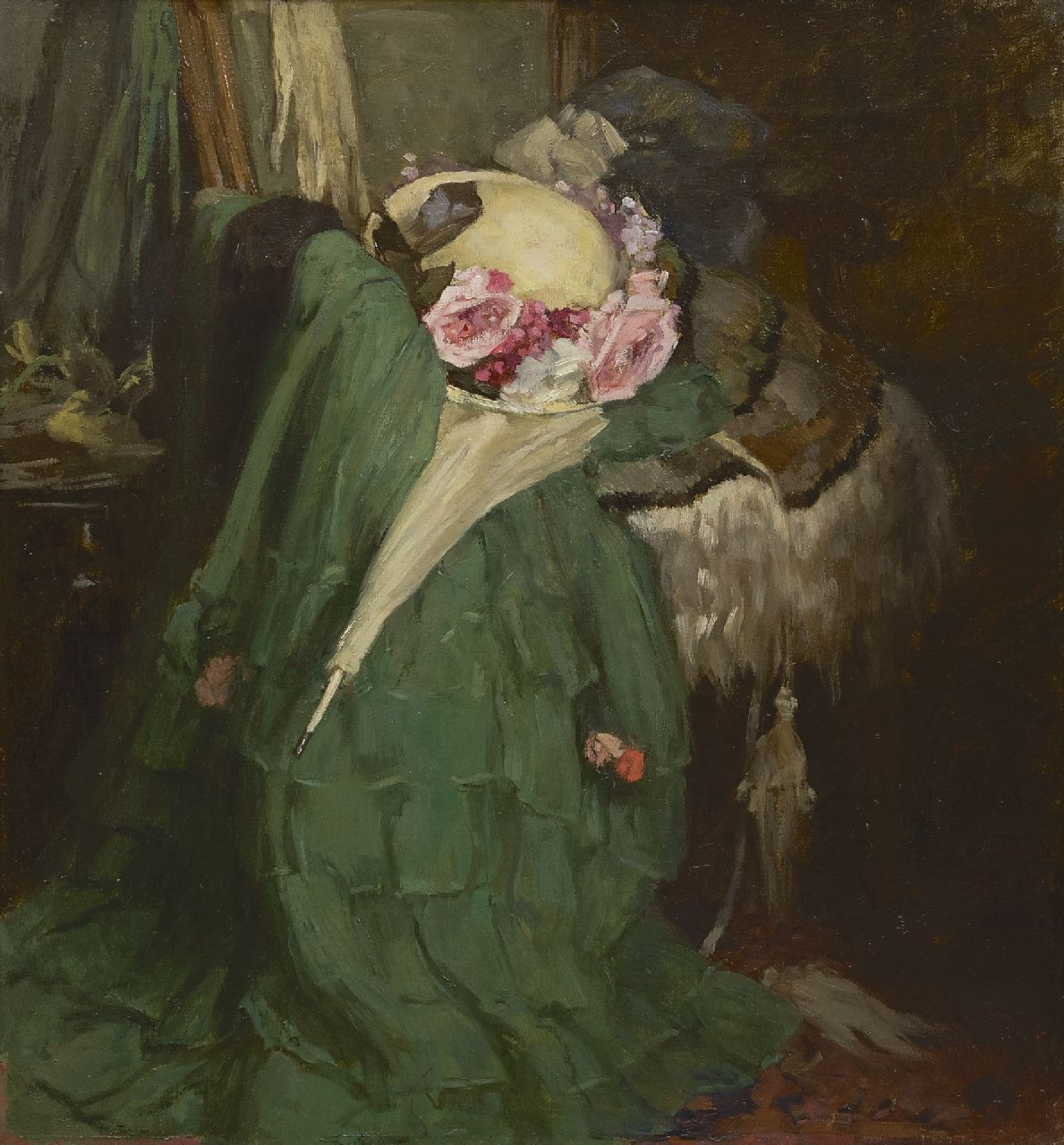 Woutersen van Doesburgh E.L.H.  | 'Elsa' Louisa Hannelina Woutersen van Doesburgh, Het rozenhoedje, olieverf op doek 50,0 x 46,0 cm, gesigneerd rechtsboven