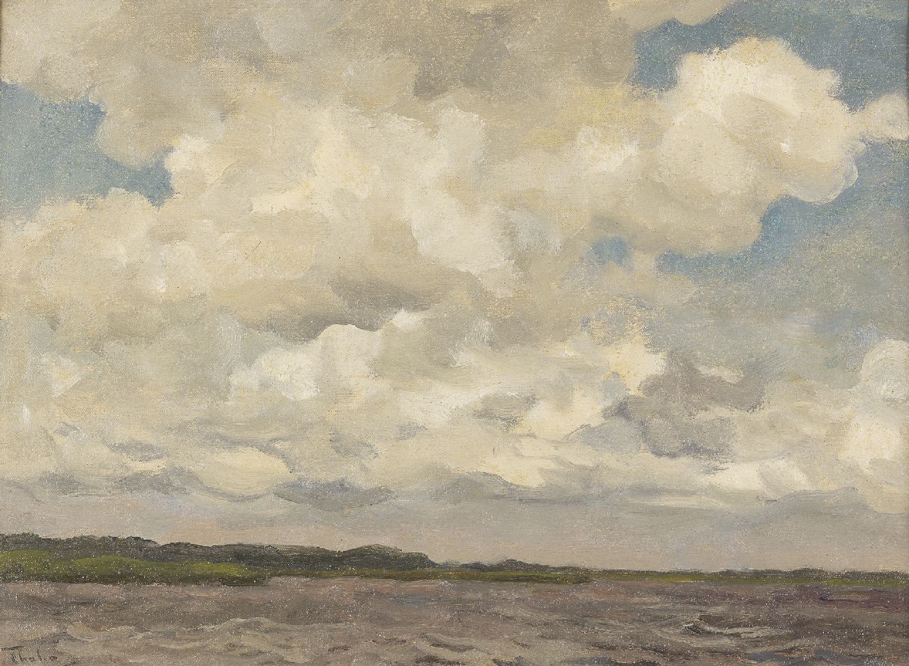 Tholen W.B.  | Willem Bastiaan Tholen, Wolkenlucht, olieverf op doek op schildersboard 30,3 x 39,9 cm, gesigneerd linksonder