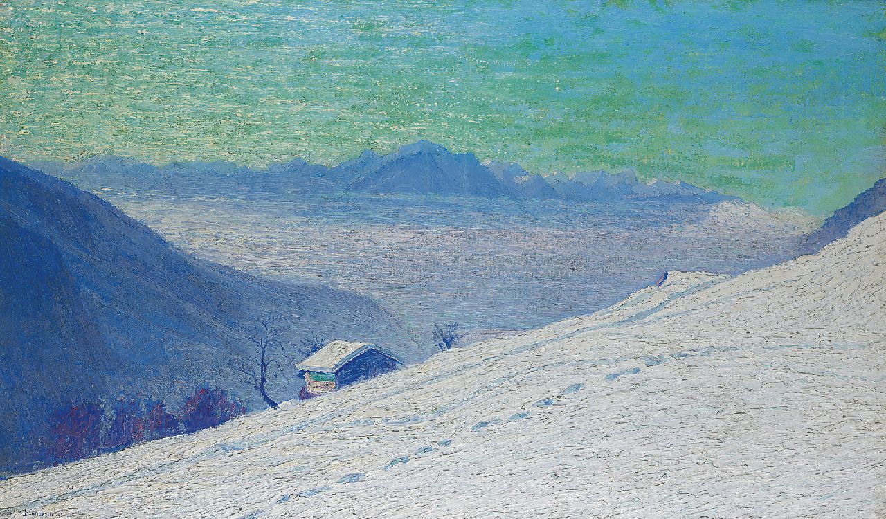 Smorenberg D.  | Dirk Smorenberg, Besneeuwde bergen in Zwitserland, olieverf op doek 70,5 x 117,2 cm, gesigneerd linksonder en gedateerd '12