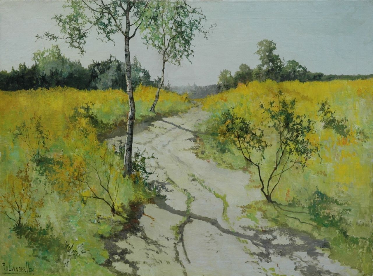 Ven P.J. van der | 'Paul' Jan van der Ven, Landweg in de zomer, olieverf op doek 60,0 x 80,2 cm, gesigneerd linksonder