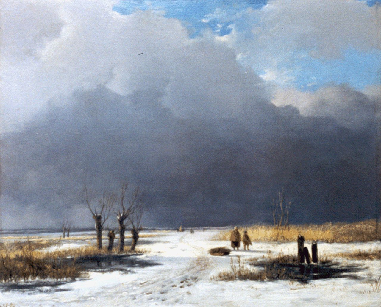 Schneiders van Greyffenswerth B.C.  | Bonifacius Cornelis Schneiders van Greyffenswerth, Winterlandschap met figuren, olieverf op paneel 26,3 x 31,8 cm, gesigneerd linksonder ini en gedateerd 1834