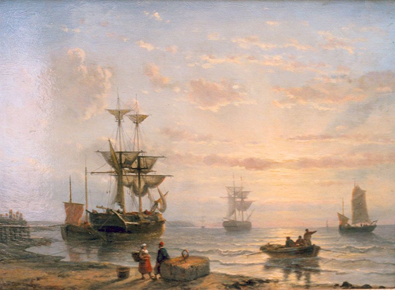 Opdenhoff G.W.  | Witzel 'George Willem' Opdenhoff, Schepen voor de kust, olieverf op paneel 30,9 x 41,8 cm, gesigneerd linksonder