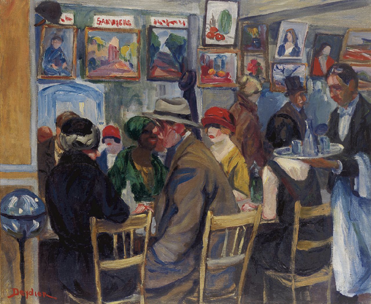 Deydier R.  | René Deydier, Frans café, olieverf op doek 53,9 x 65,1 cm, gesigneerd linksonder