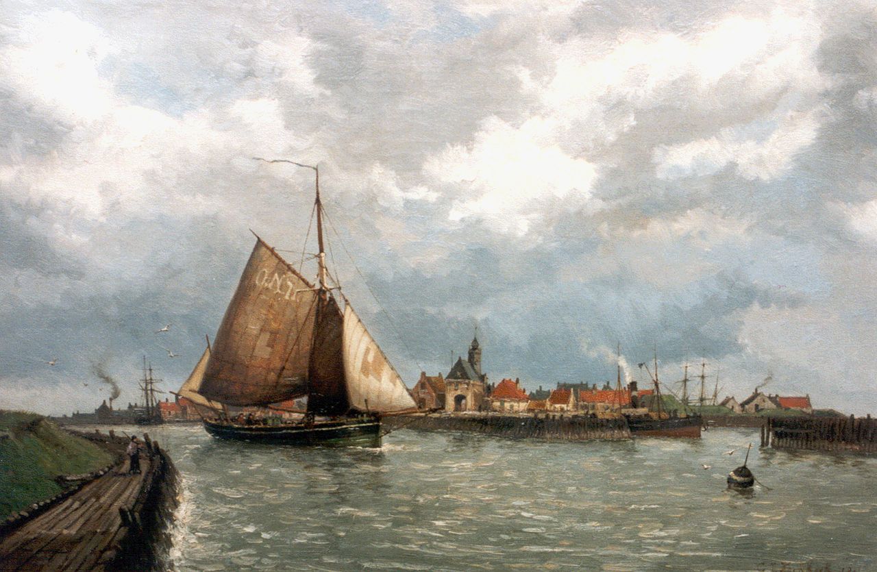 Koekkoek G.J.  | Gerardus Johannes 'Gerard' Koekkoek, Gezicht op de Harlinger haven, olieverf op doek 40,0 x 60,2 cm, gesigneerd rechtsonder