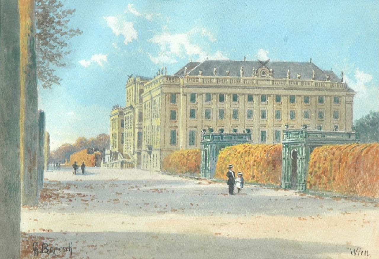 Benesch G.  | Gustav Benesch, Slot Schönbrunn, Wenen, aquarel op papier 20,2 x 28,3 cm, gesigneerd rechtsonder