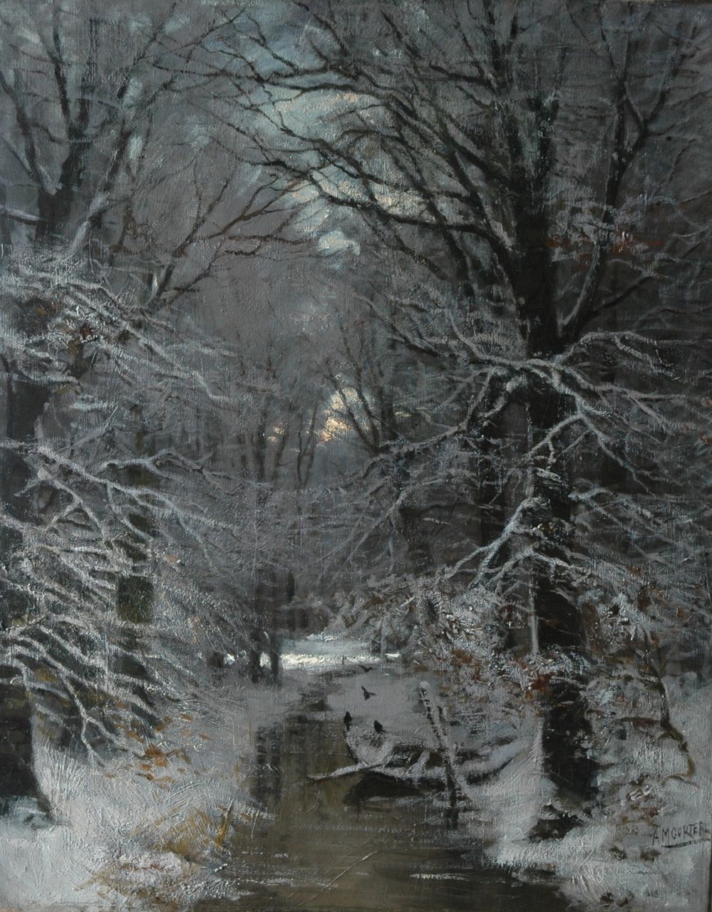Gorter A.M.  | 'Arnold' Marc Gorter, Bosbeek in de sneeuw, olieverf op doek 76,2 x 60,3 cm, gesigneerd rechtsonder