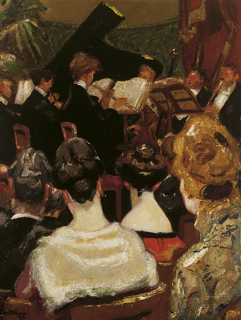Monnickendam M.  | Martin Monnickendam, Het concert, olieverf op doek 60,3 x 45,5 cm, gesigneerd linksonder en gedateerd 1922