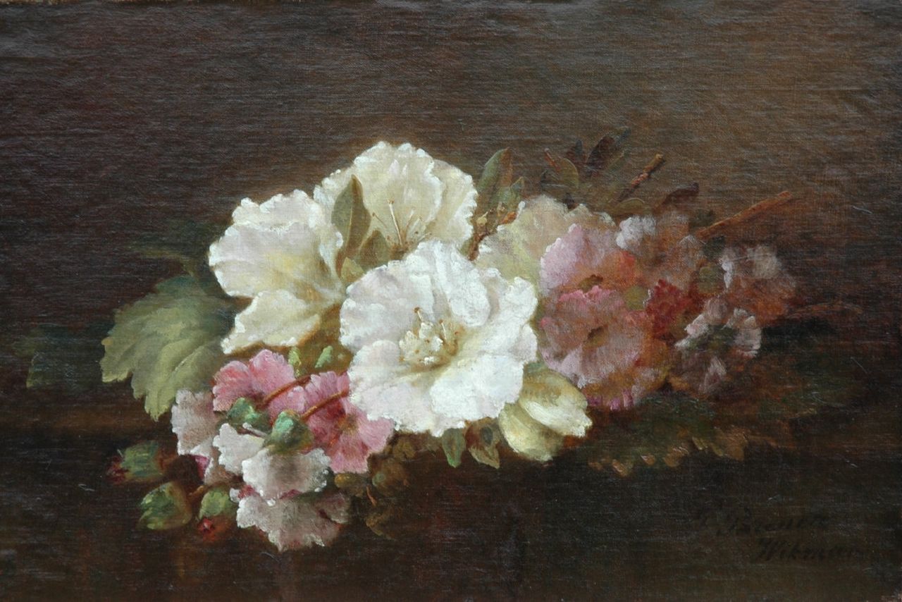 Breuer-Wikman F.  | Frederika Breuer-Wikman, Bloeiende azaleatakken, olieverf op doek 30,4 x 45,1 cm, gesigneerd rechtsonder