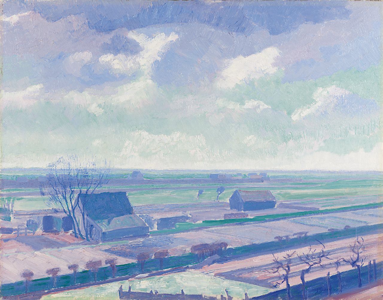 Smorenberg D.  | Dirk Smorenberg, Boerderijen bij Loosdrecht, olieverf op doek 54,3 x 69,3 cm, gesigneerd rechtsonder en gedateerd '14