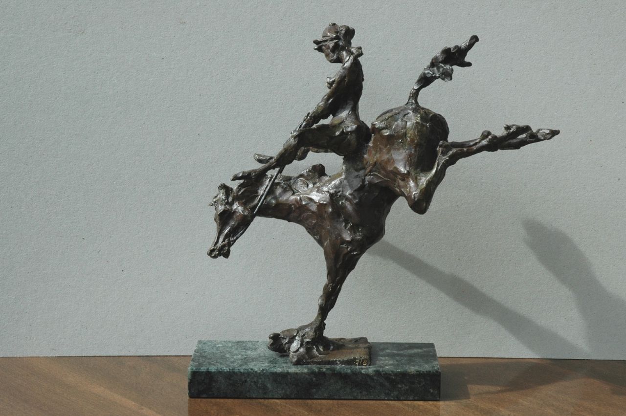 Dyck F. van | Freddy van Dyck, Een wilde rit, brons 35,5 x 33,0 cm, gesigneerd op bronzen basis