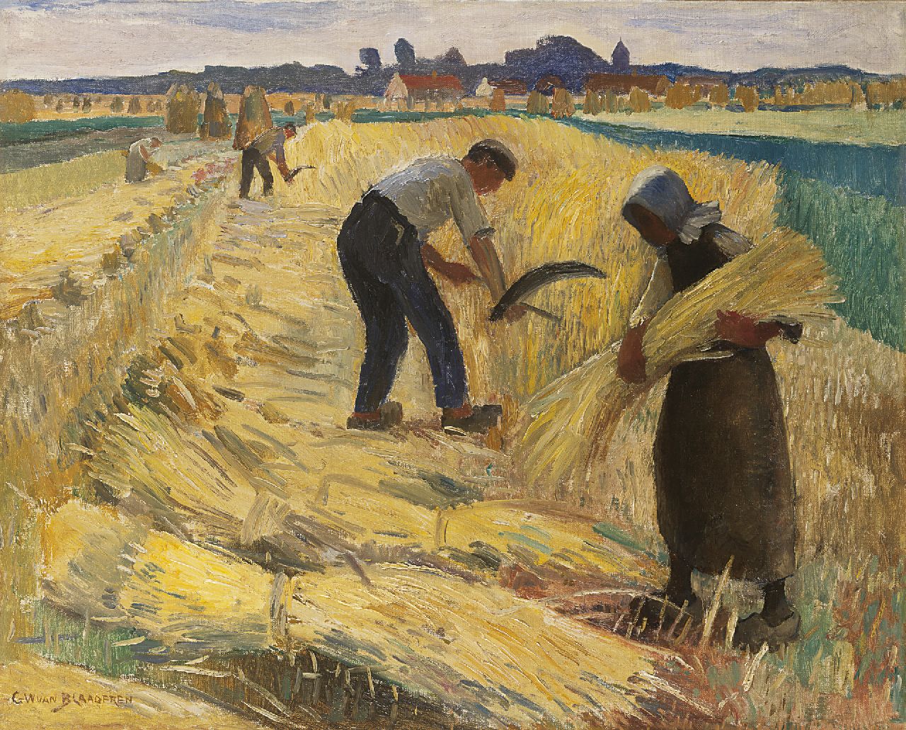 Blaaderen G.W. van | Gerrit Willem van Blaaderen, De oogst, olieverf op doek 65,0 x 80,5 cm, gesigneerd linksonder