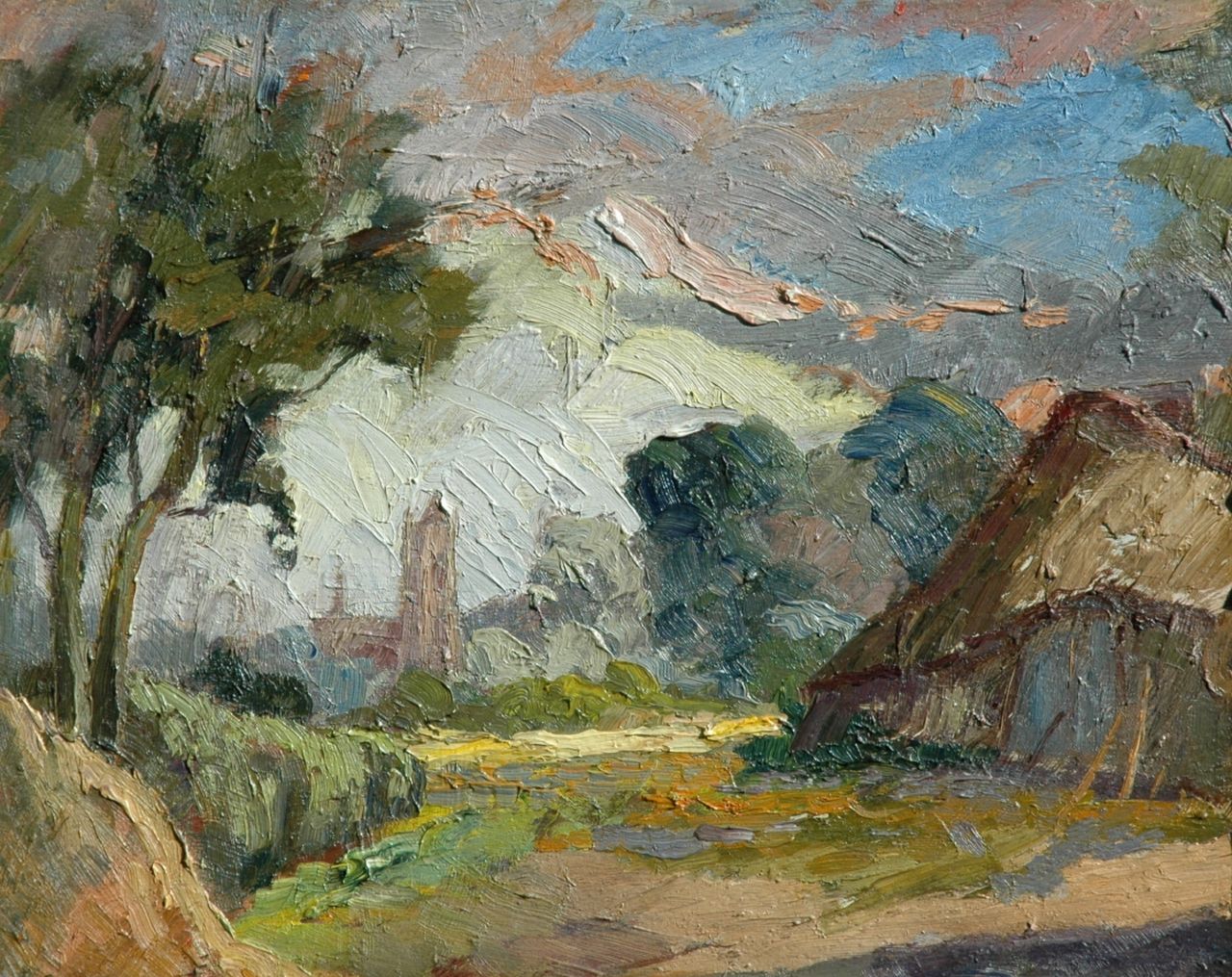 Kruysen J.  | Johannes 'Jan' Kruysen, Landschap bij Oirschot, olieverf op schildersboard 40,0 x 49,8 cm