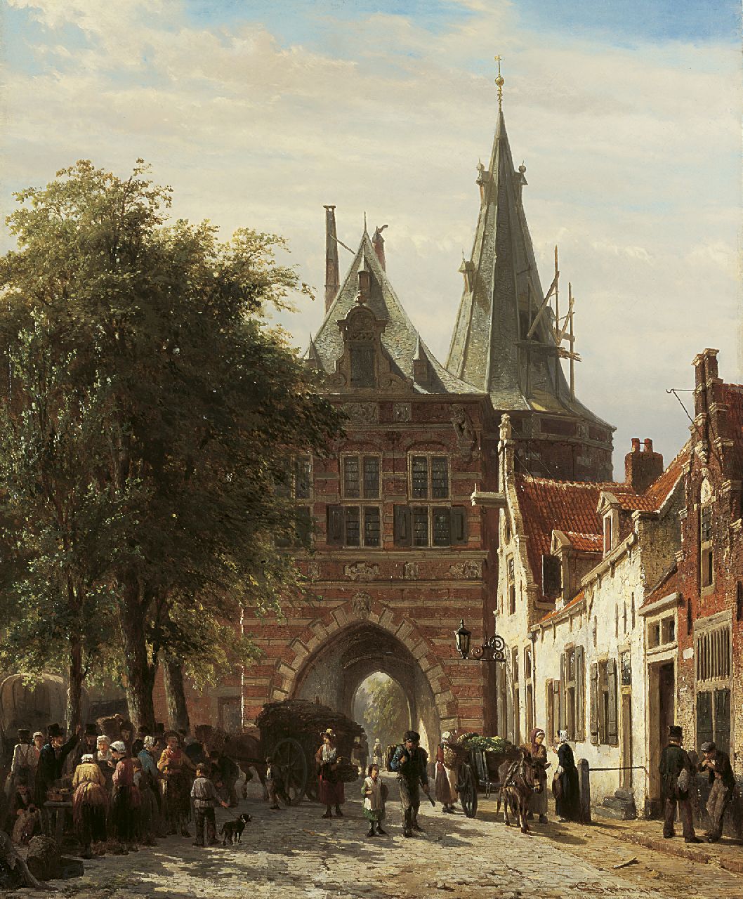 Springer C.  | Cornelis Springer, De Cellebroederspoort in Kampen, olieverf op paneel 51,5 x 42,0 cm, gesigneerd rechtsonder en gedateerd 1863