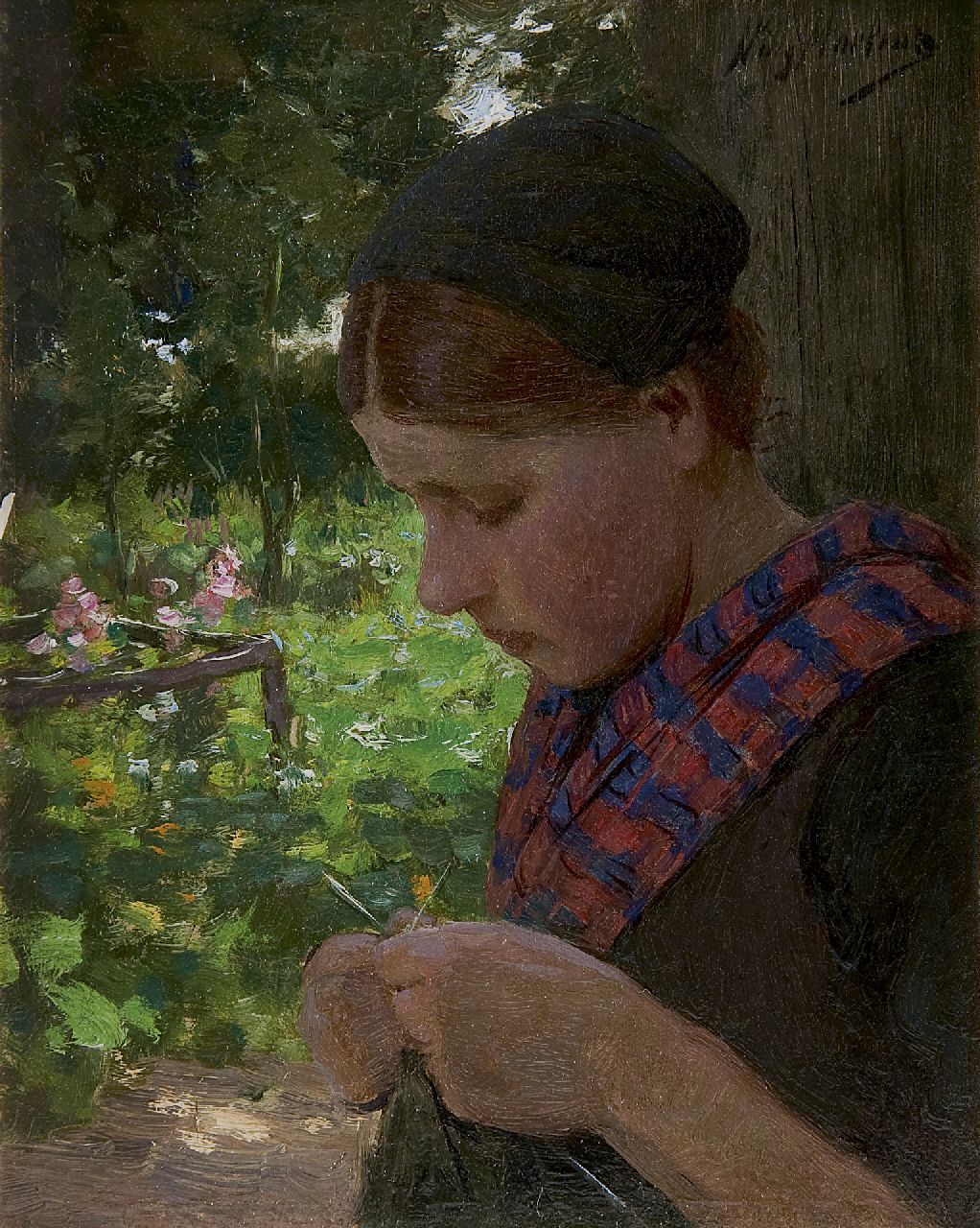 Martens W.  | Willem 'Willy' Martens, Breiend meisje, olieverf op paneel 22,1 x 17,6 cm, gesigneerd rechtsboven