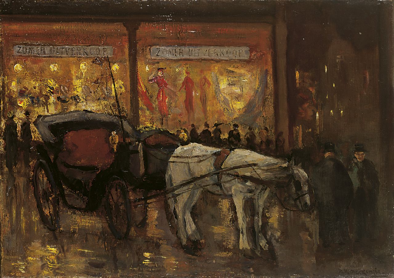 Mackenzie M.H.  | Marie Henri Mackenzie, Zomeruitverkoop; Amsterdam bij avond, olieverf op doek 50,1 x 70,4 cm, gesigneerd rechtsonder