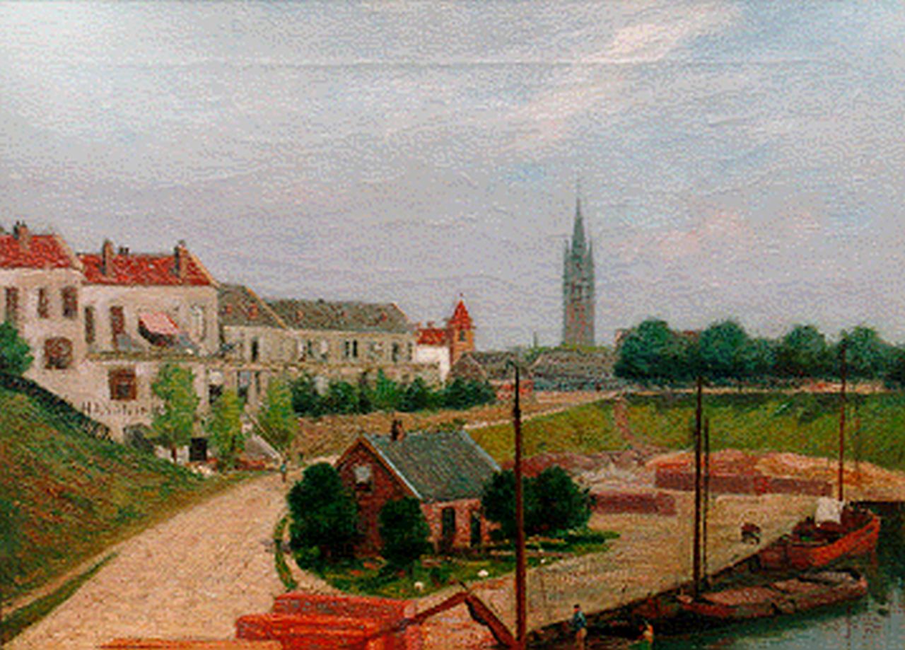 Koekkoek G.J.  | Gerardus Johannes 'Gerard' Koekkoek, Haven en losplaatsen te Hilversum, olieverf op doek 42,3 x 55,3 cm, gesigneerd linksonder