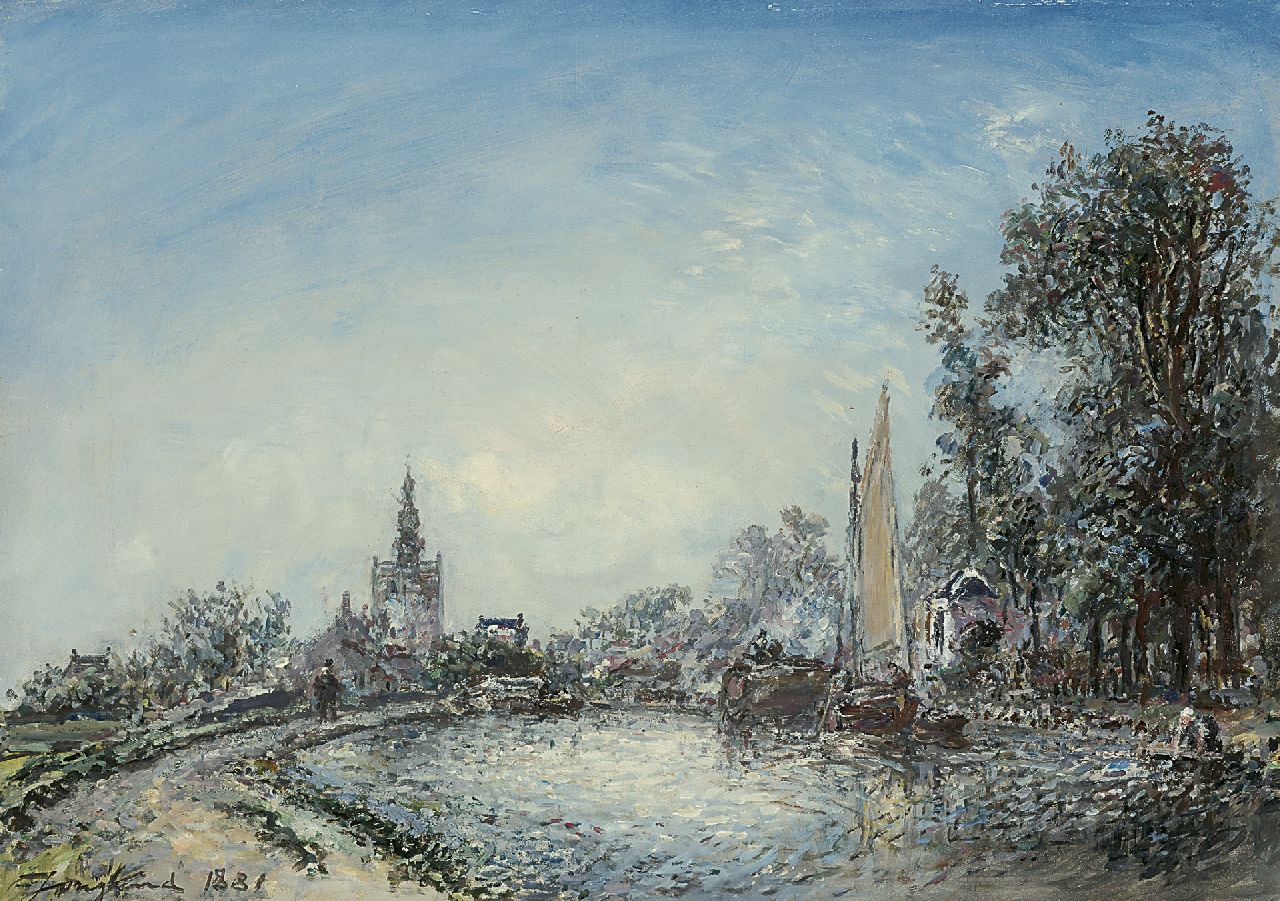 Jongkind J.B.  | Johan Barthold Jongkind, Bij Overschie, olieverf op doek 34,4 x 47,4 cm, gesigneerd linksonder en gedateerd 1881
