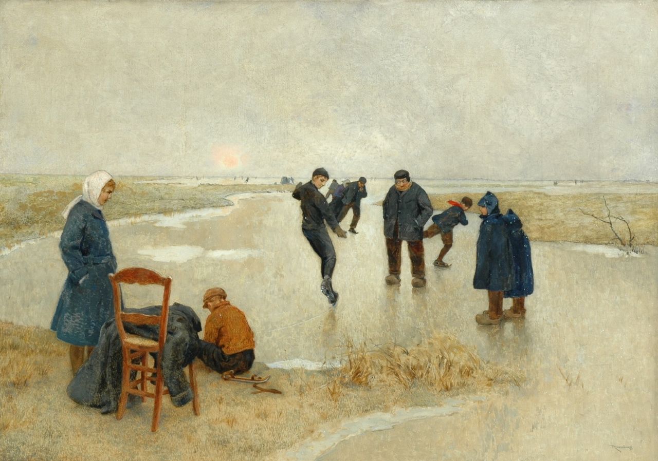 Roessingh L.A.  | Louis Albert Roessingh, Winterse middag op het ijs, olieverf op doek 59,2 x 84,2 cm, gesigneerd rechtsonder