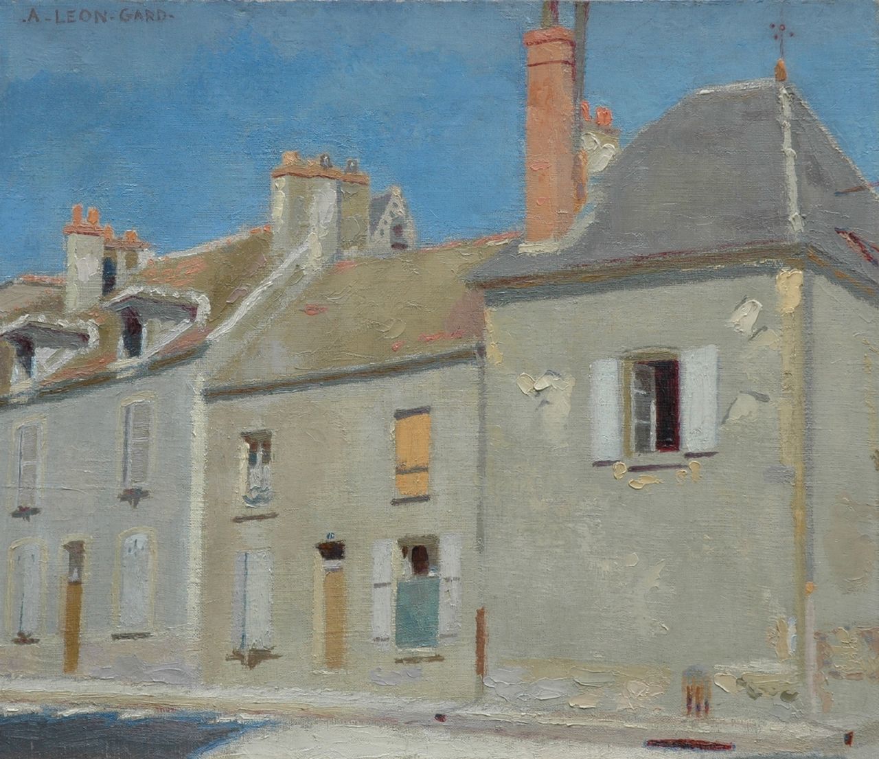 Gard L.  | Léon Gard, Zonnige straat, olieverf op doek 46,0 x 55,3 cm, gesigneerd linksboven