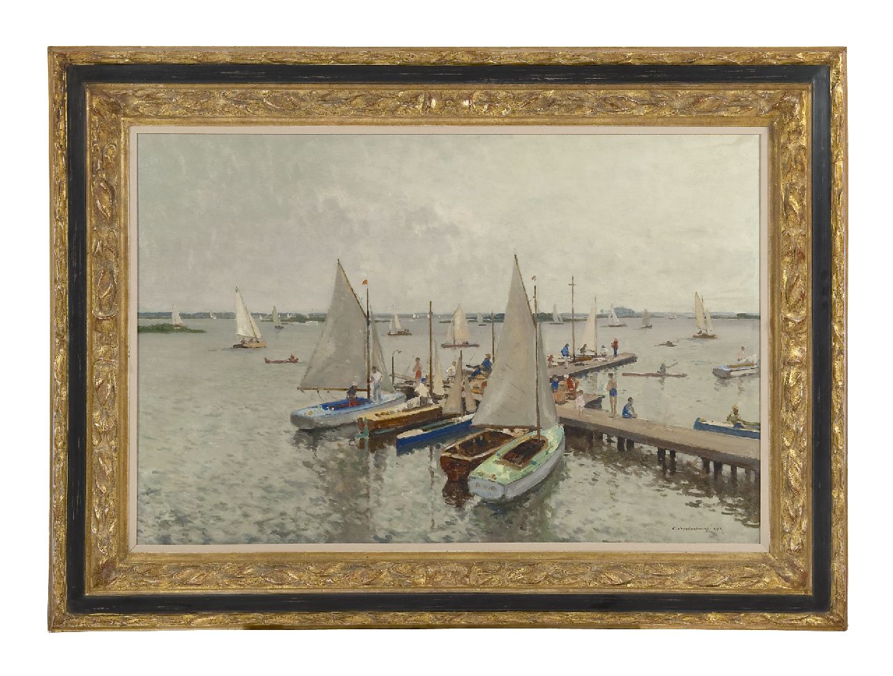 Vreedenburgh C.  | Cornelis Vreedenburgh, Jachthaven aan de Loosdrechtse Plassen, olieverf op doek 59,8 x 89,9 cm, gesigneerd rechtsonder en gedateerd 1937