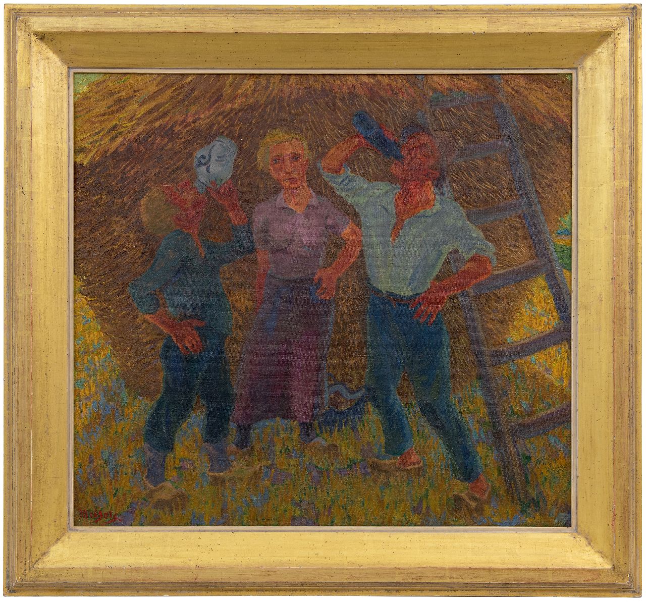 Melgers H.J.  | Hendrik Johan 'Henk' Melgers | Schilderijen te koop aangeboden | Drinkende boeren, Drenthe, olieverf op doek 68,3 x 74,6 cm, gesigneerd linksonder en verso en te dateren ca. 1928