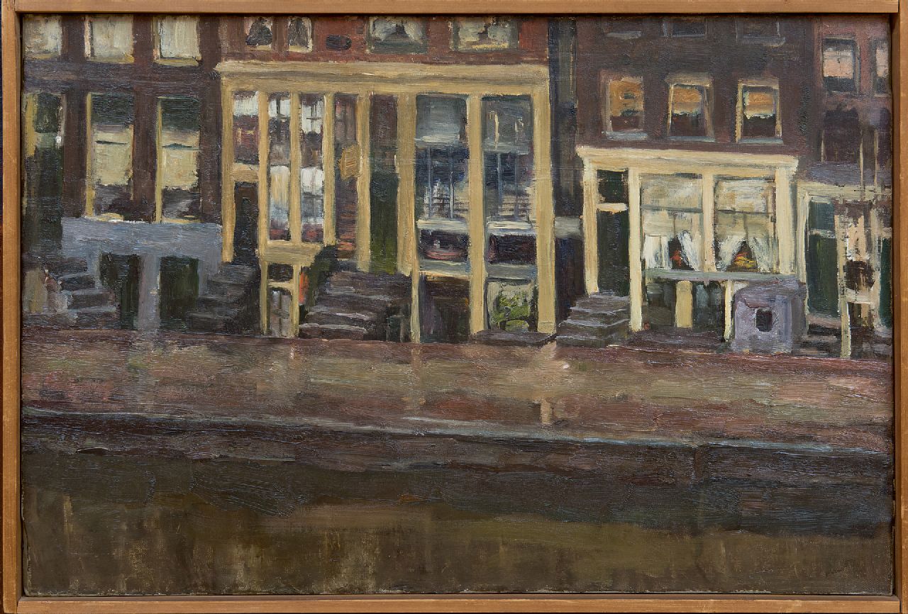 Fritzlin M.C.L.  | Maria Charlotta 'Louise' Fritzlin | Schilderijen te koop aangeboden | Oude huizen aan de Appelmarkt, Amsterdam, olieverf op doek 40,6 x 60,5 cm, te dateren ca. 1890-1895