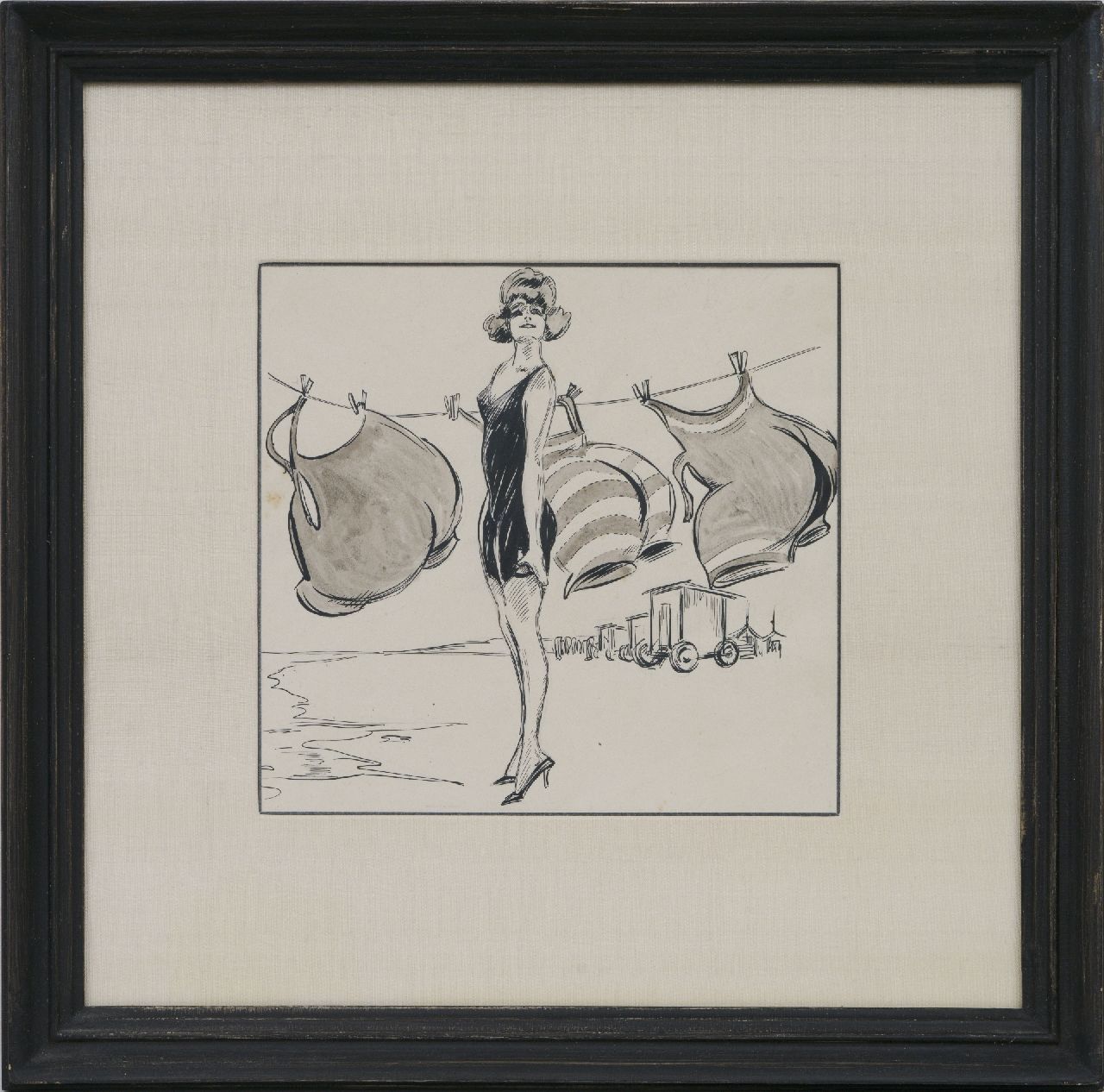 Jung C.H.  | Carel Hendrik 'Carlo' Jung, Brutaaltje (Scheveningse krabbels) (niet te koop), Oost-Indische inkt op papier 25,0 x 23,0 cm