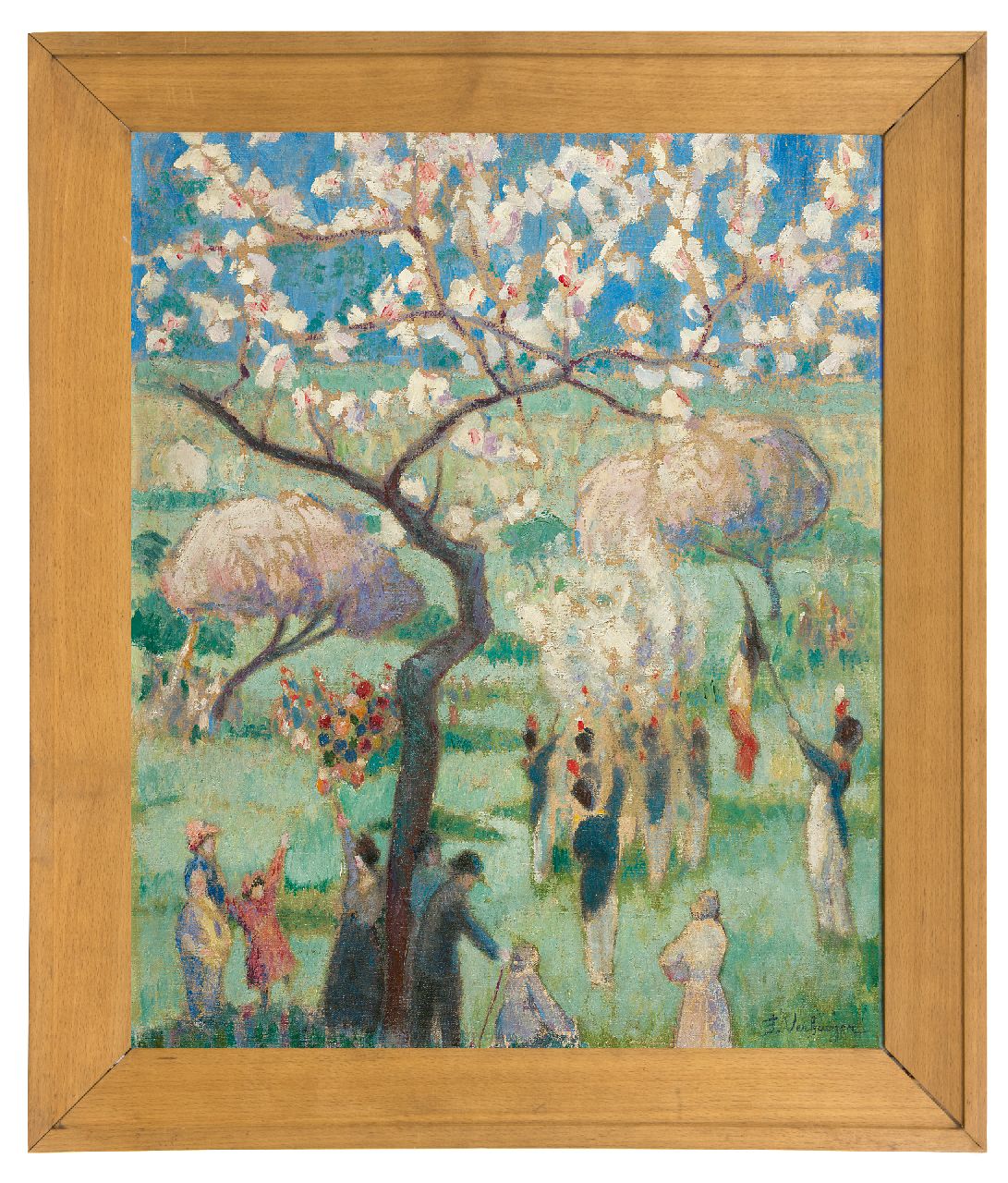 Verhaegen F.  | Fernand Verhaegen | Schilderijen te koop aangeboden | Het feest van Sainte Rolende, Gerpinnes, olieverf op doek 54,5 x 44,7 cm, gesigneerd rechtsonder en te dateren ca. 1913