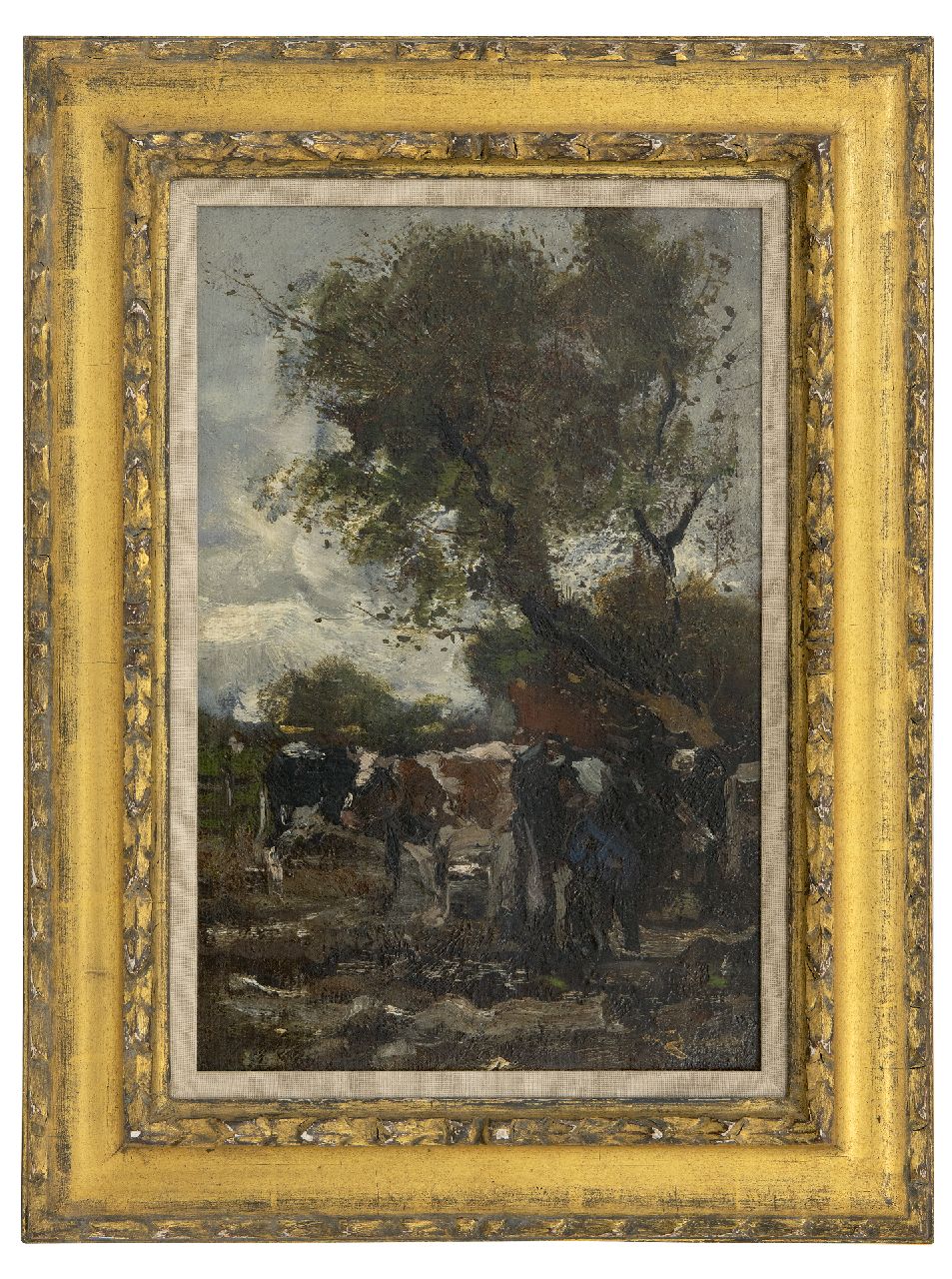 Jansen W.G.F.  | 'Willem' George Frederik Jansen | Schilderijen te koop aangeboden | Melkbocht, olieverf op doek op paneel 41,1 x 27,3 cm, gesigneerd rechtsonder