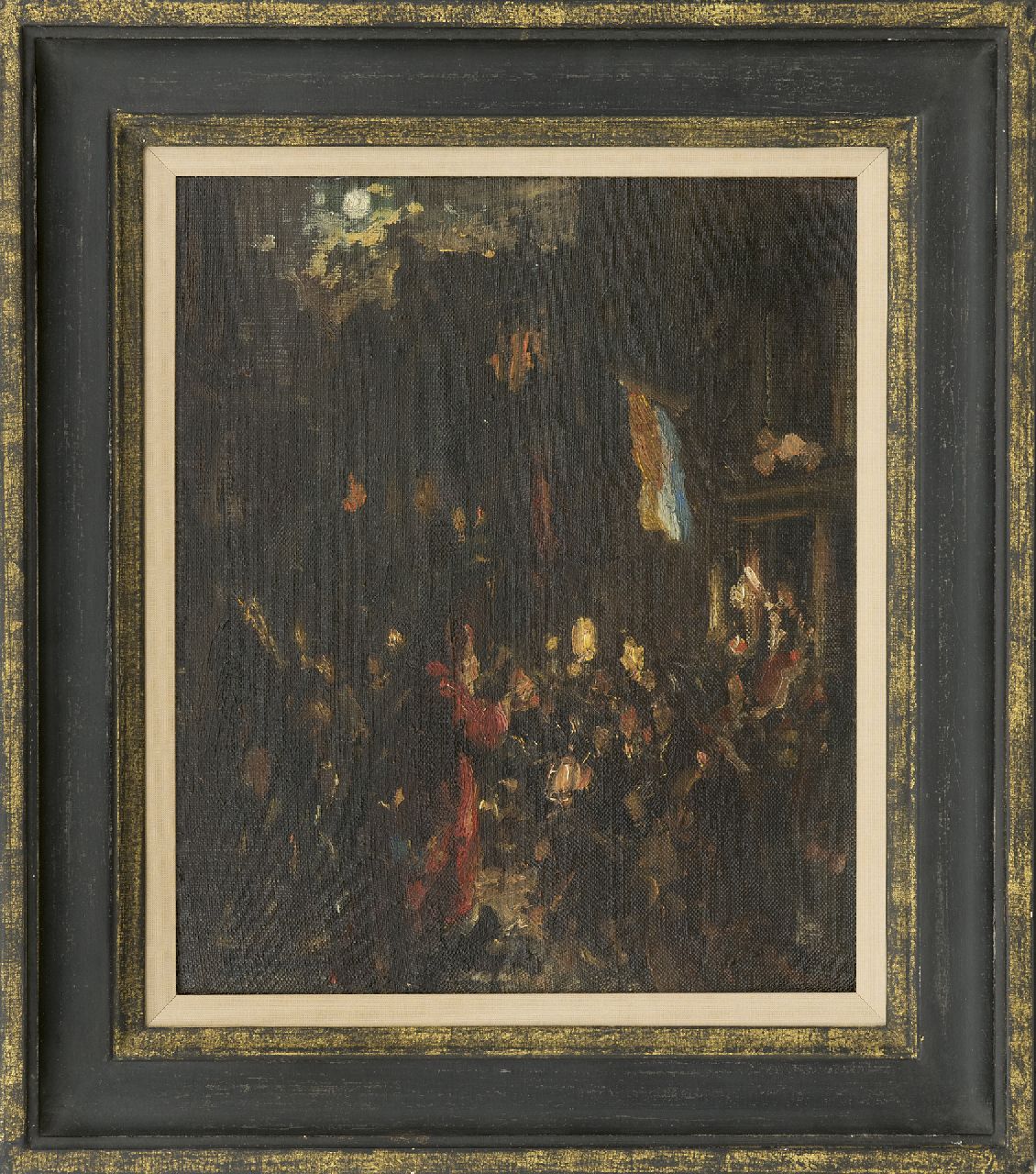 Staller G.J.  | Gerard Johan Staller | Schilderijen te koop aangeboden | De intocht van Sint Nicolaas in Amsterdam, olieverf op doek op board 29,4 x 25,0 cm, gesigneerd linksonder