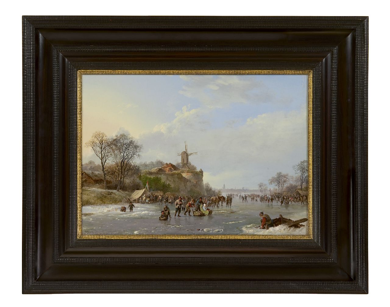 Koekkoek B.C.  | Barend Cornelis Koekkoek, IJsvermaak op de rivier, olieverf op paneel 31,4 x 43,9 cm, gesigneerd rechtsonder en gedateerd 1827