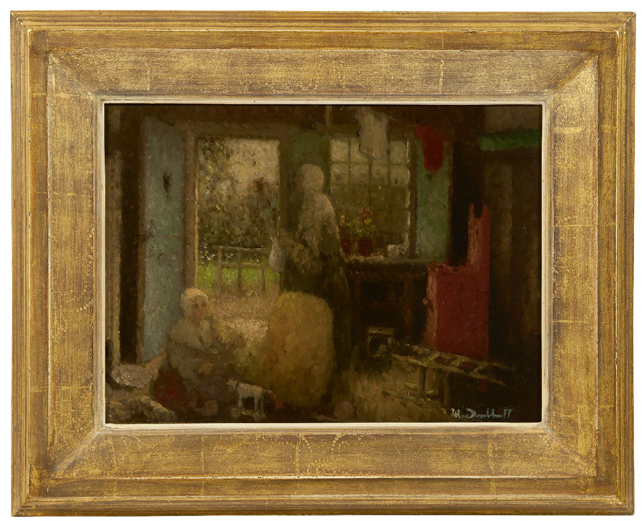 Daalhoff H.A. van | Hermanus Antonius 'Henri' van Daalhoff | Schilderijen te koop aangeboden | Moeder met twee kinderen, olieverf op paneel 26,5 x 36,0 cm, gesigneerd rechtsonder