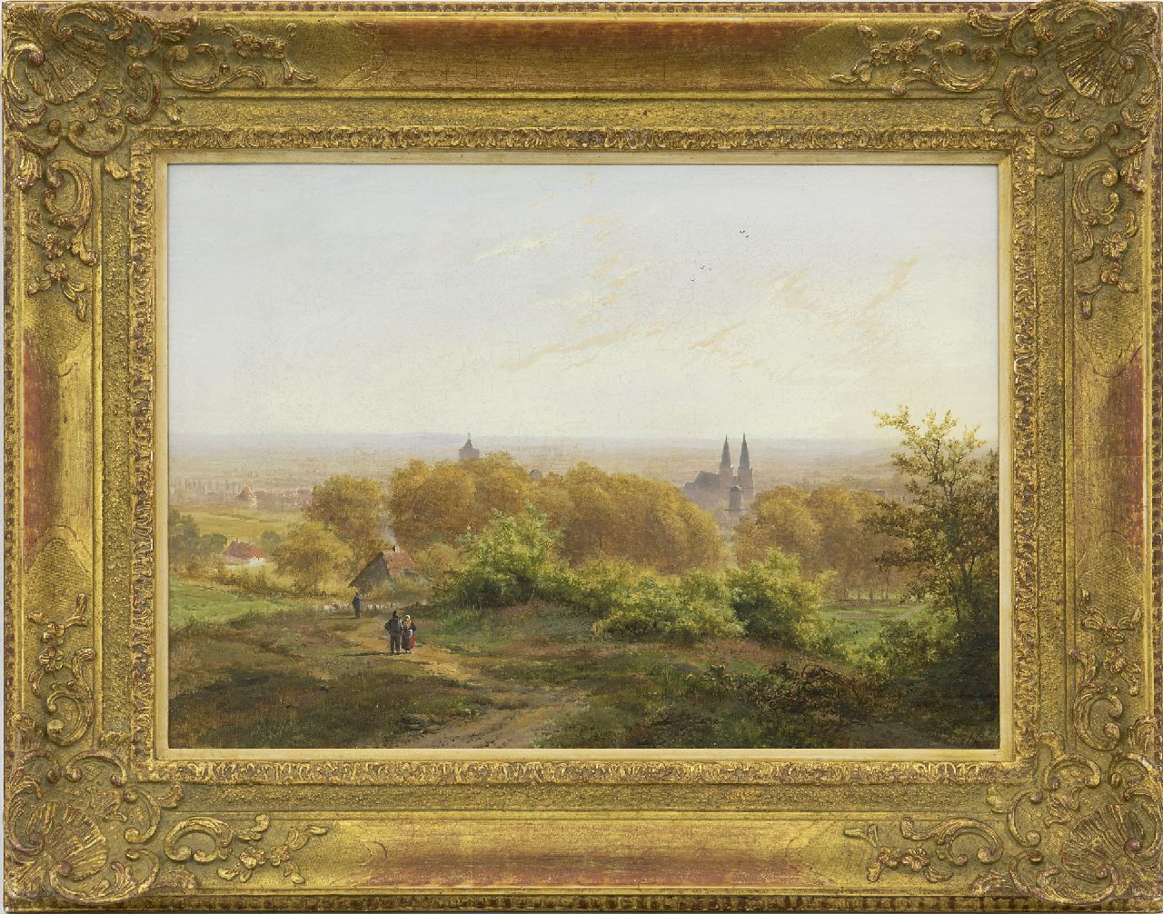 Klombeck J.B.  | Johann Bernard Klombeck | Schilderijen te koop aangeboden | Panoramisch landschap bij Kleef, olieverf op doek op paneel 32,2 x 44,7 cm, gesigneerd rechtsonder met initialen en gedateerd 1844