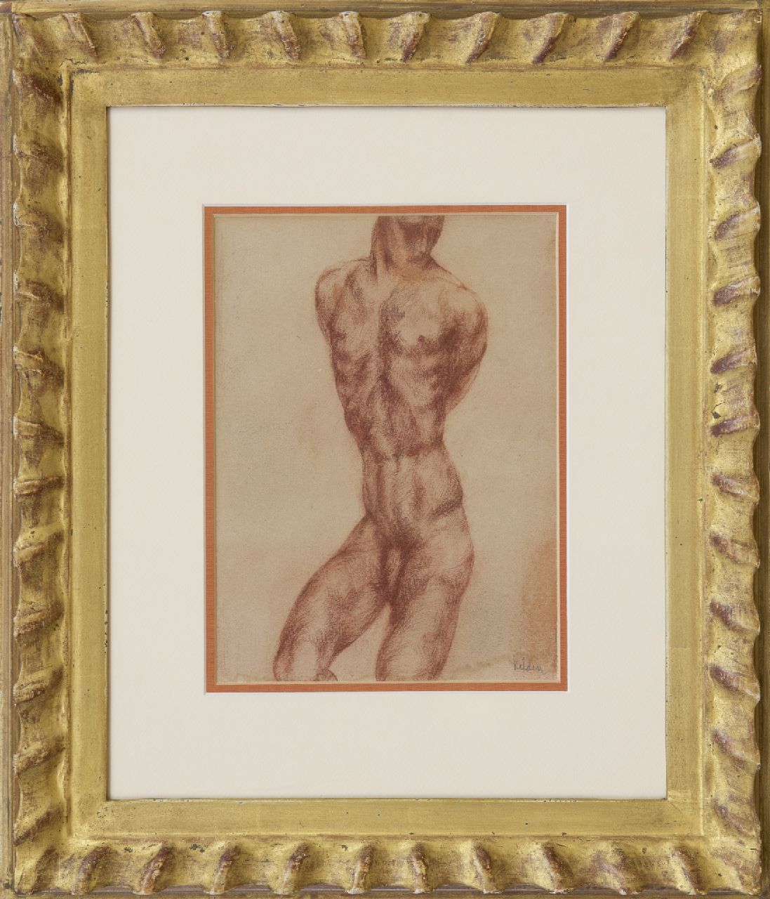 Kelder A.B.  | Antonius Bernardus 'Toon' Kelder | Aquarellen en tekeningen te koop aangeboden | Mannentorso, rood krijt op papier 25,0 x 18,7 cm, gesigneerd rechtsonder