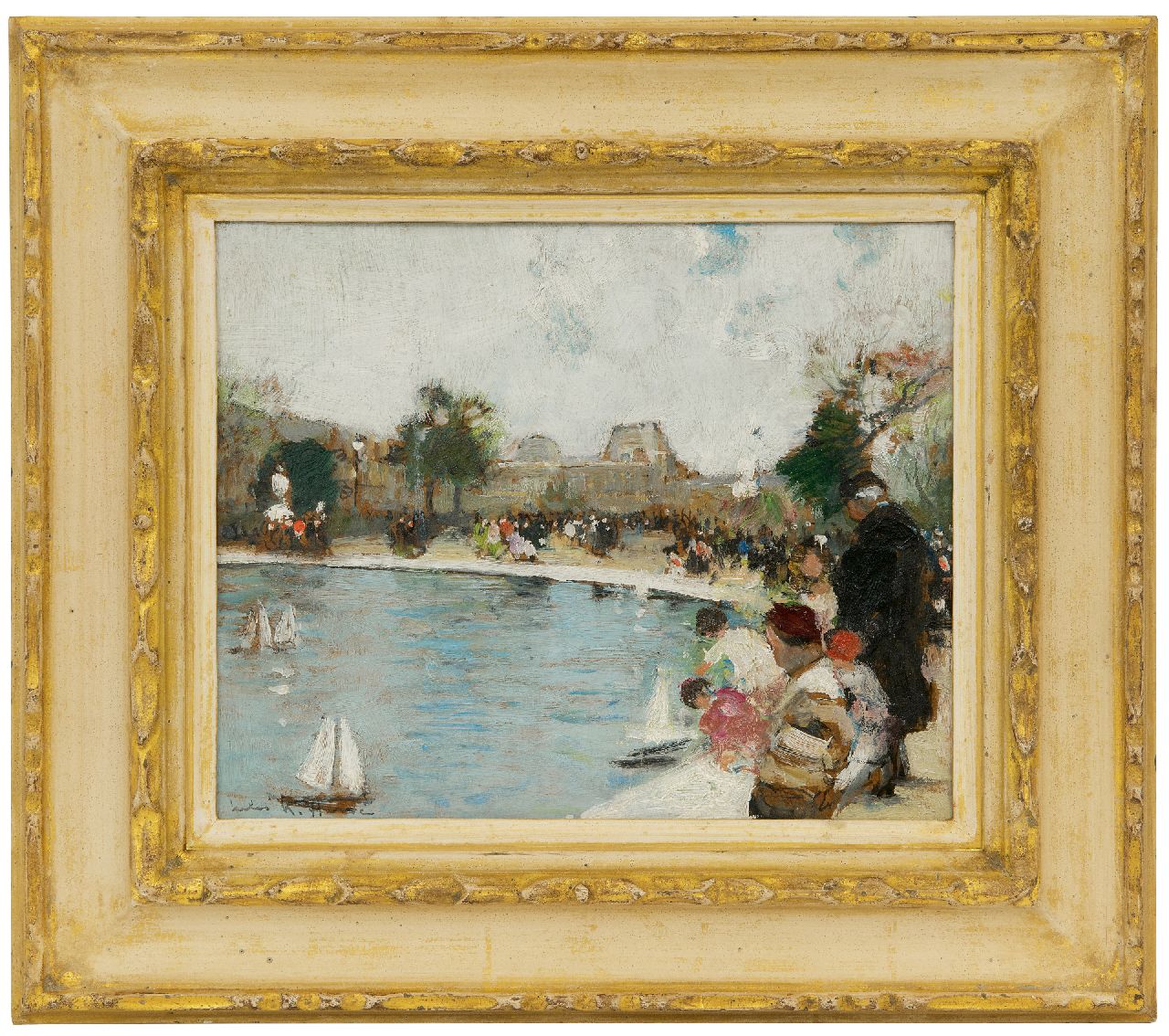 Hervé J.R.  | Jules René Hervé | Schilderijen te koop aangeboden | De Jardin des Tuileries in Parijs, olieverf op board 22,2 x 27,2 cm, gesigneerd linksonder en verso