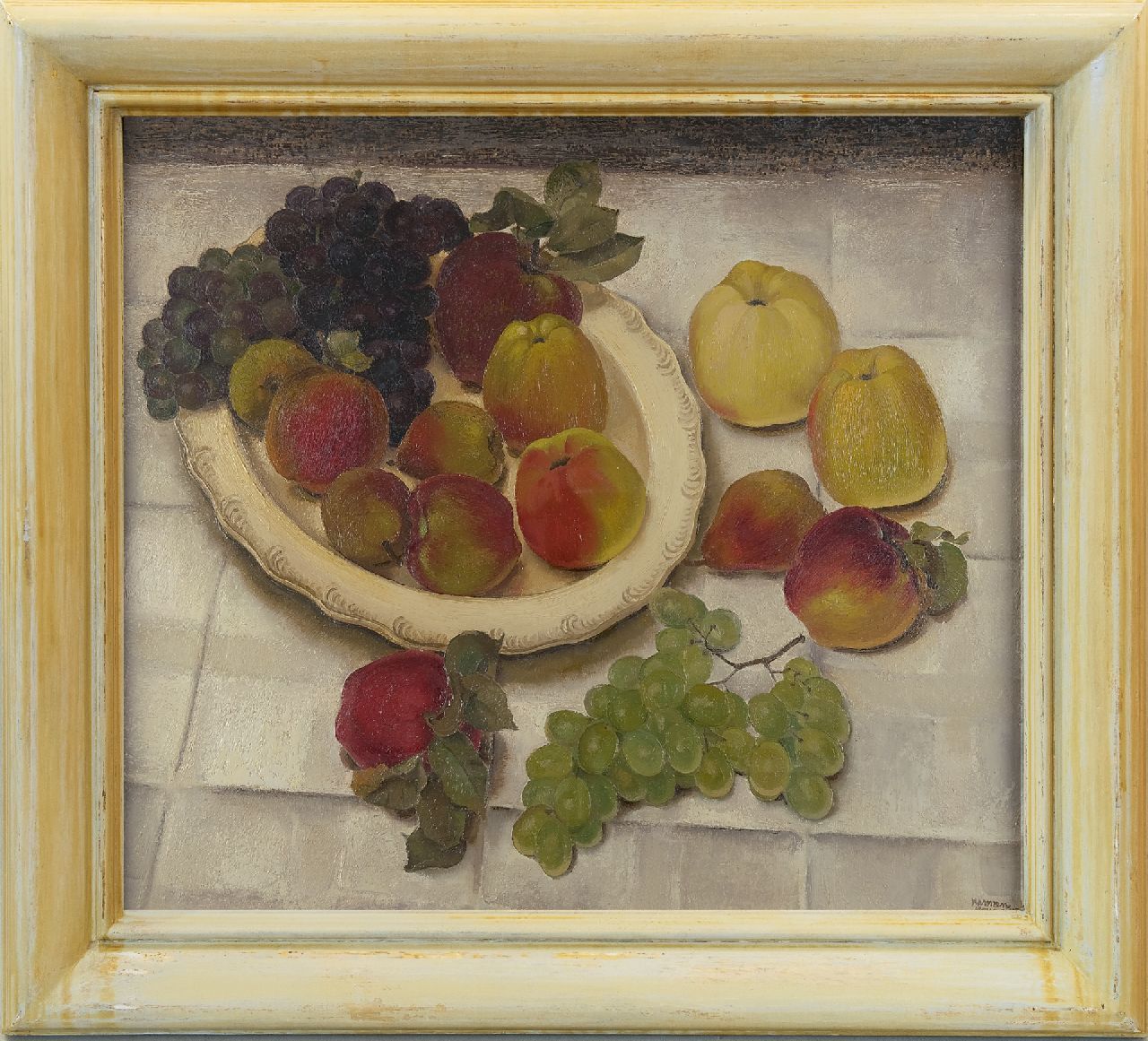 Meurs H.H.  | 'Harmen' Hermanus Meurs | Schilderijen te koop aangeboden | Vruchtenstilleven, olieverf op doek 65,1 x 73,2 cm, gesigneerd rechtsonder en verso en gedateerd 1932
