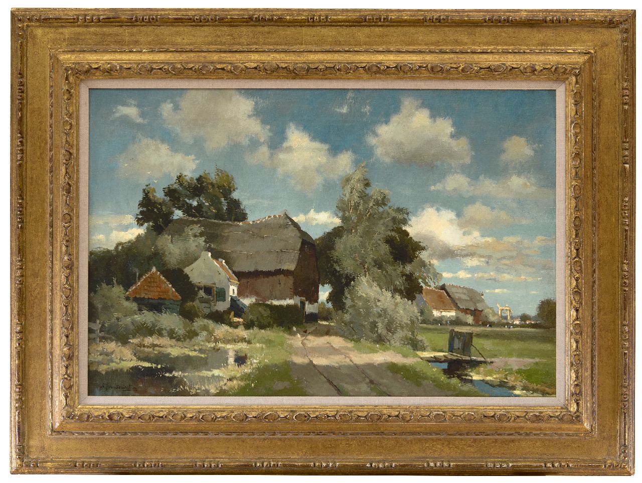 Driesten A.J. van | Arend Jan van Driesten | Schilderijen te koop aangeboden | Boerenlandschap, olieverf op doek 40,5 x 61,5 cm, gesigneerd linksonder