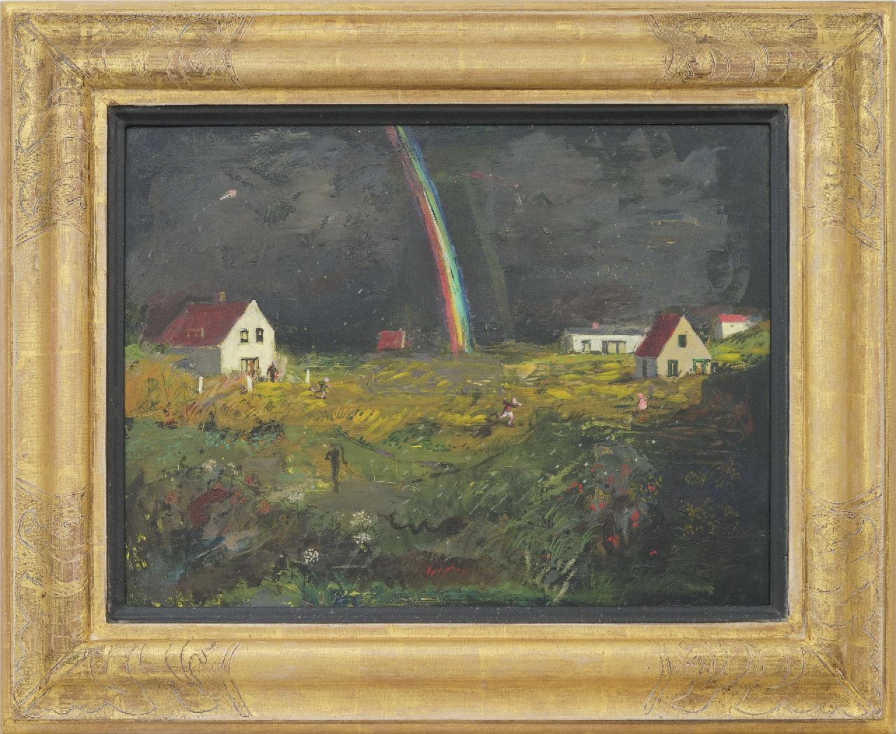 Kamerlingh Onnes H.H.  | 'Harm' Henrick Kamerlingh Onnes, Regenboog op Terschelling, olieverf op board 30,5 x 40,2 cm, gesigneerd l.m met monogram en gedateerd '62