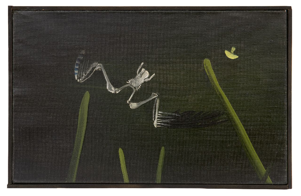 Doorn M.J. van | Martinus Jacob 'Tinus' van Doorn | Schilderijen te koop aangeboden | Bos met vogelgeraamte, olieverf op doek 25,5 x 40,4 cm, te dateren ca. 1934-1938