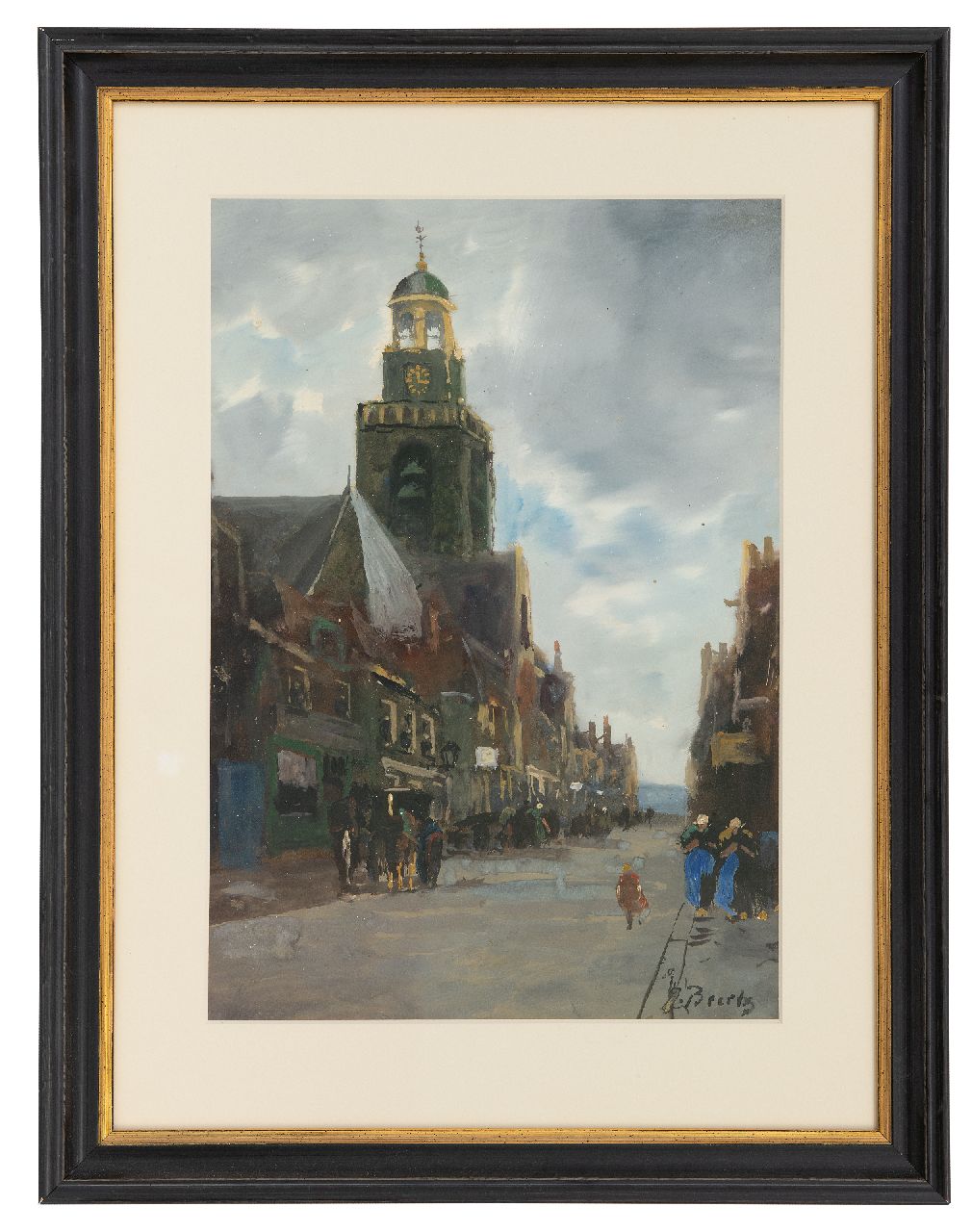 Beertz  J. | J. J. Beertz | Aquarellen en tekeningen te koop aangeboden | Dorpstraat, aquarel op papier 38,0 x 26,5 cm, gesigneerd rechtsonder
