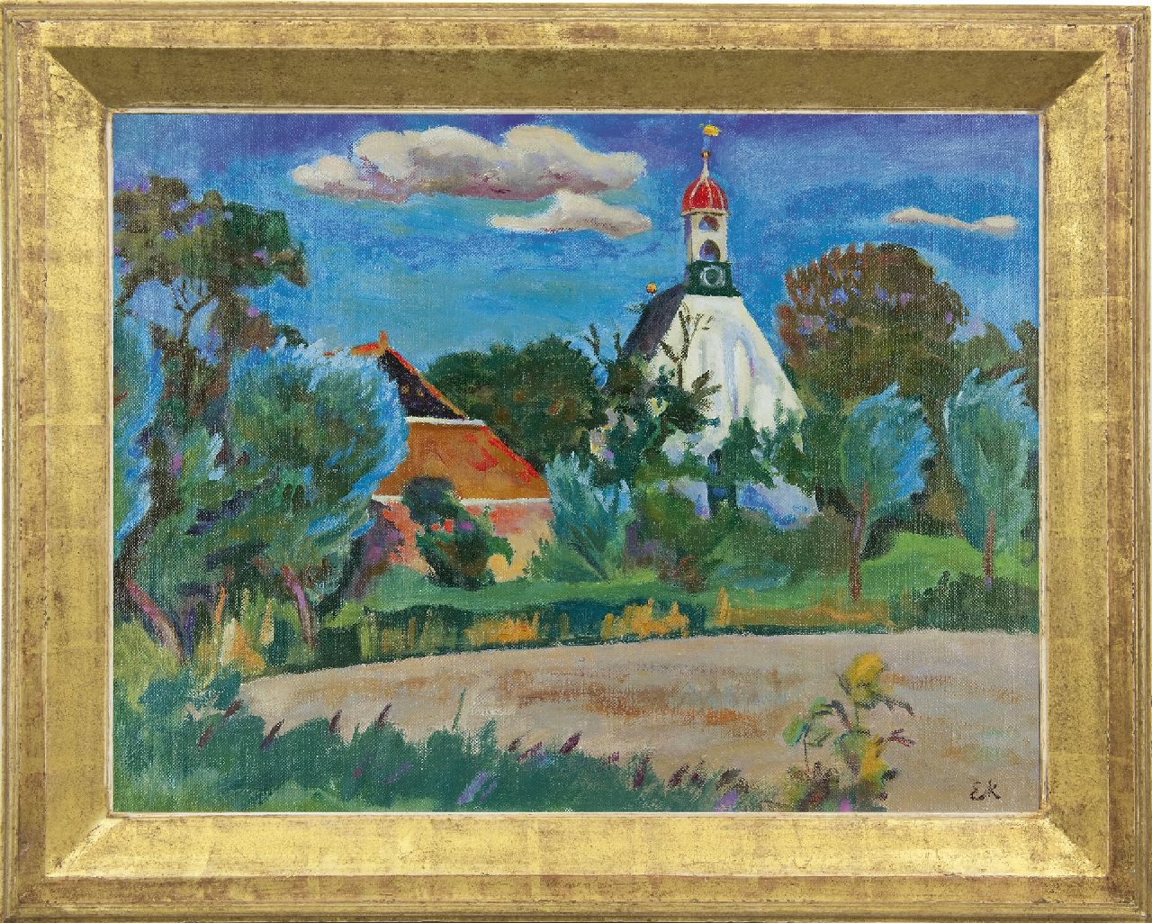 Kleima E.A.  | 'Ekke' Abel Kleima | Schilderijen te koop aangeboden | Kerkje te Breede, olieverf op doek 46,3 x 61,1 cm, gesigneerd rechtsonder met initialen en te dateren ca. 1938-1940