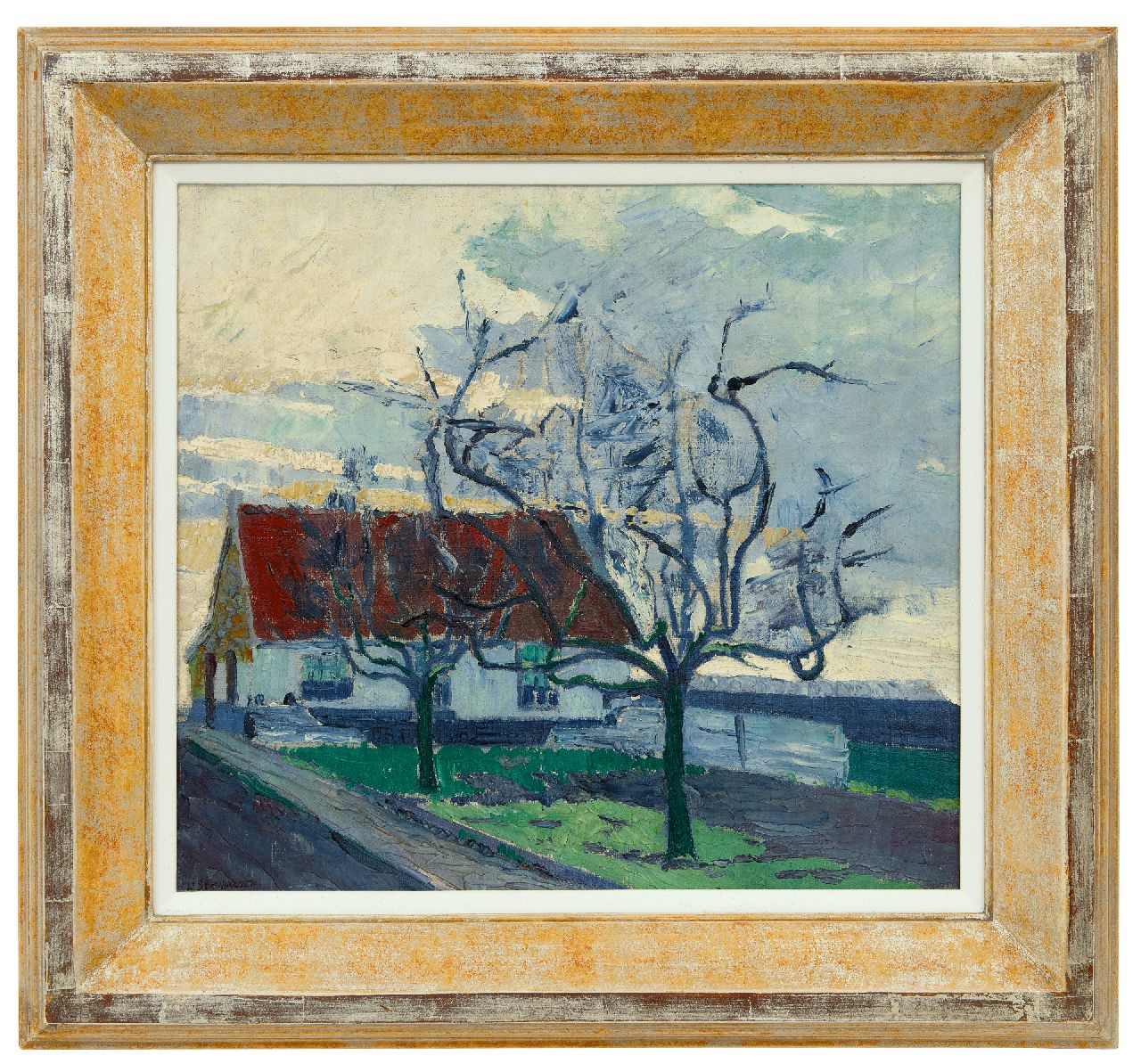 Schuhmacher W.G.C.  | Wijtze Gerrit Carel 'Wim' Schuhmacher | Schilderijen te koop aangeboden | Een boerderij, olieverf op doek 39,3 x 43,0 cm, gesigneerd linksonder en te dateren ca. 1914