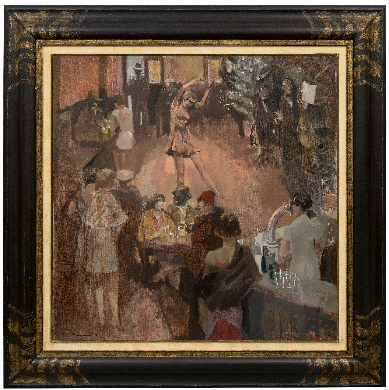 Bervoets L.  | Leo Bervoets | Schilderijen te koop aangeboden | Café dansant, olieverf op doek 80,4 x 80,2 cm, gesigneerd linksonder