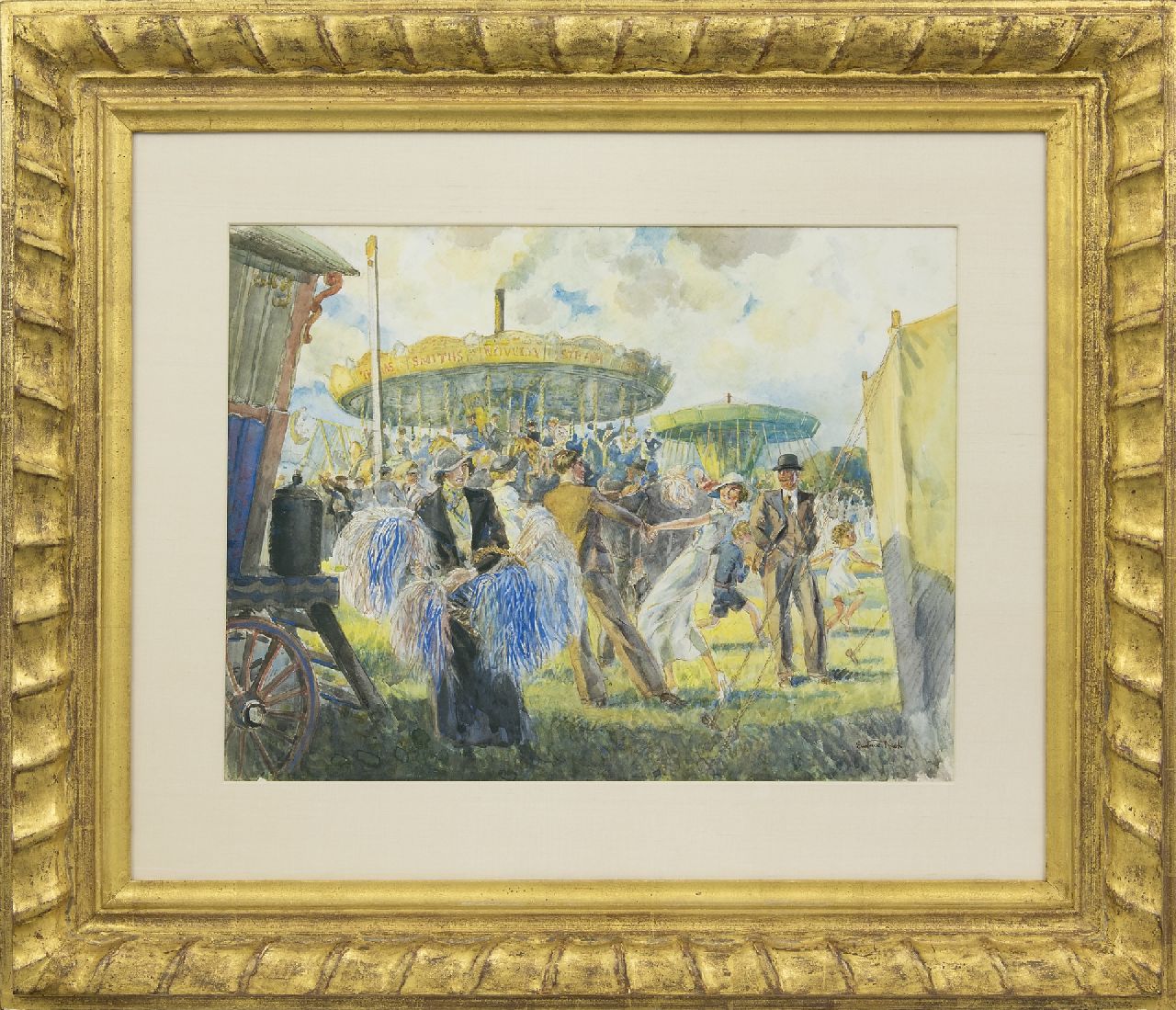 Nash E.P.E.  | Eustace P.E. Nash, Op de jaarmarkt, aquarel en gouache op papier 39,5 x 52,2 cm, gesigneerd rechtsonder