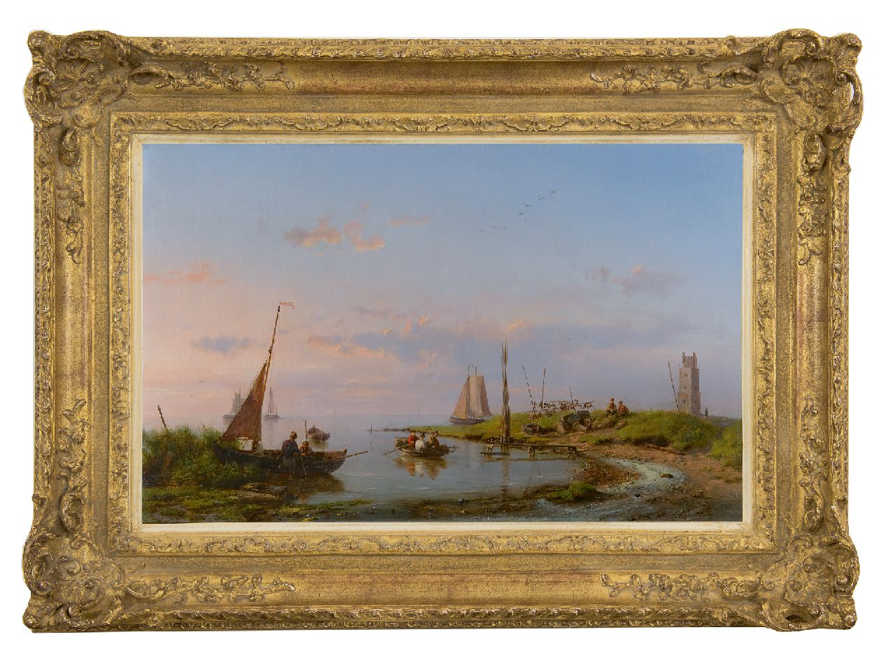 Koekkoek H.  | Hermanus Koekkoek, Een mooie dag langs de Zuiderzee, olieverf op doek 37,2 x 58,6 cm, gesigneerd rechtsonder en gedateerd 1869