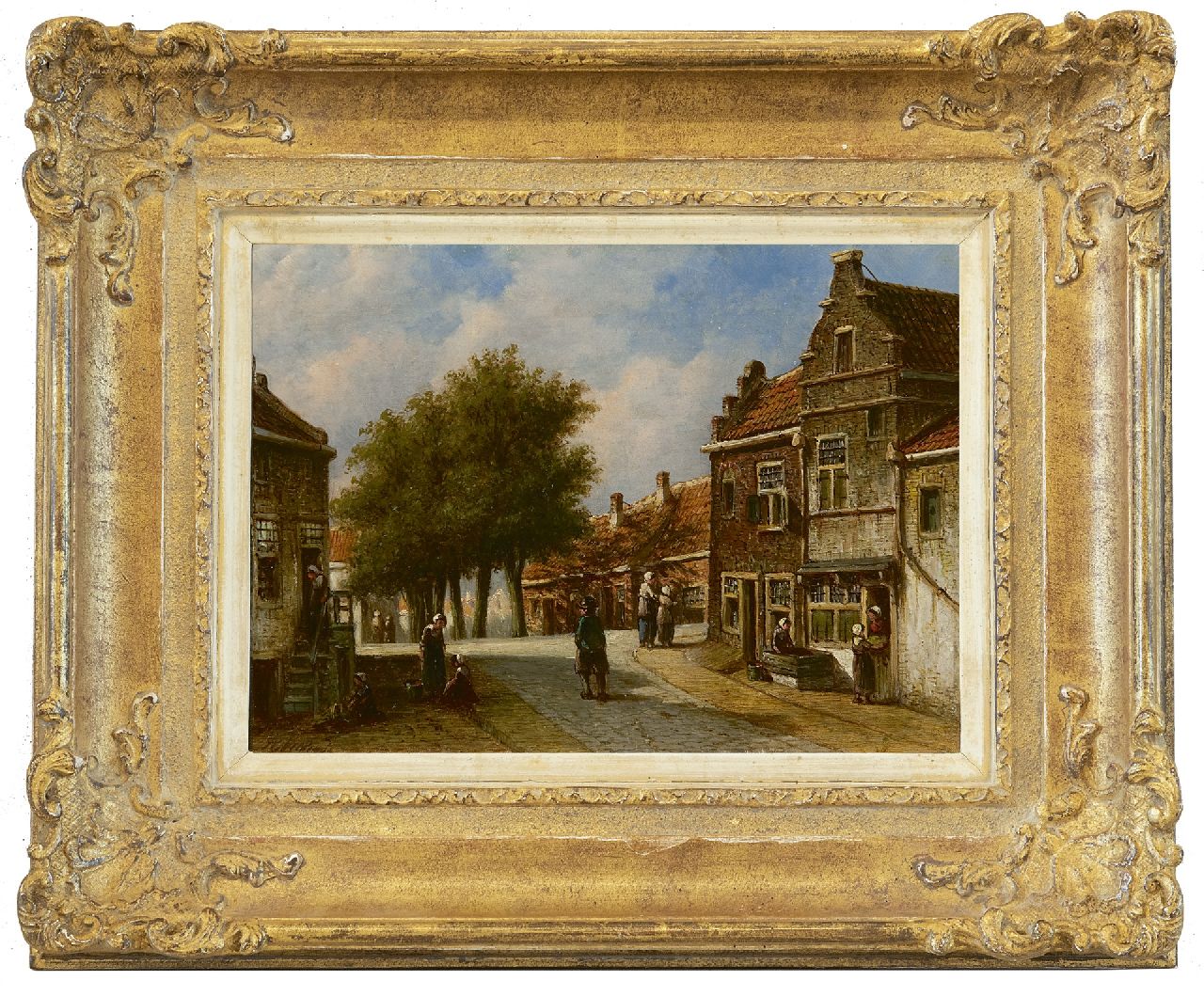 Vertin P.G.  | Petrus Gerardus Vertin, De hoek Dijk/Sint Janstraat in Enkhuizen, olieverf op paneel 17,5 x 24,5 cm, gesigneerd linksonder